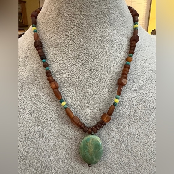 ❤️ Vintage Barse 925 Green Turquoise Beaded Necklace with Pendant 18+2.5” - Picture 4 of 12